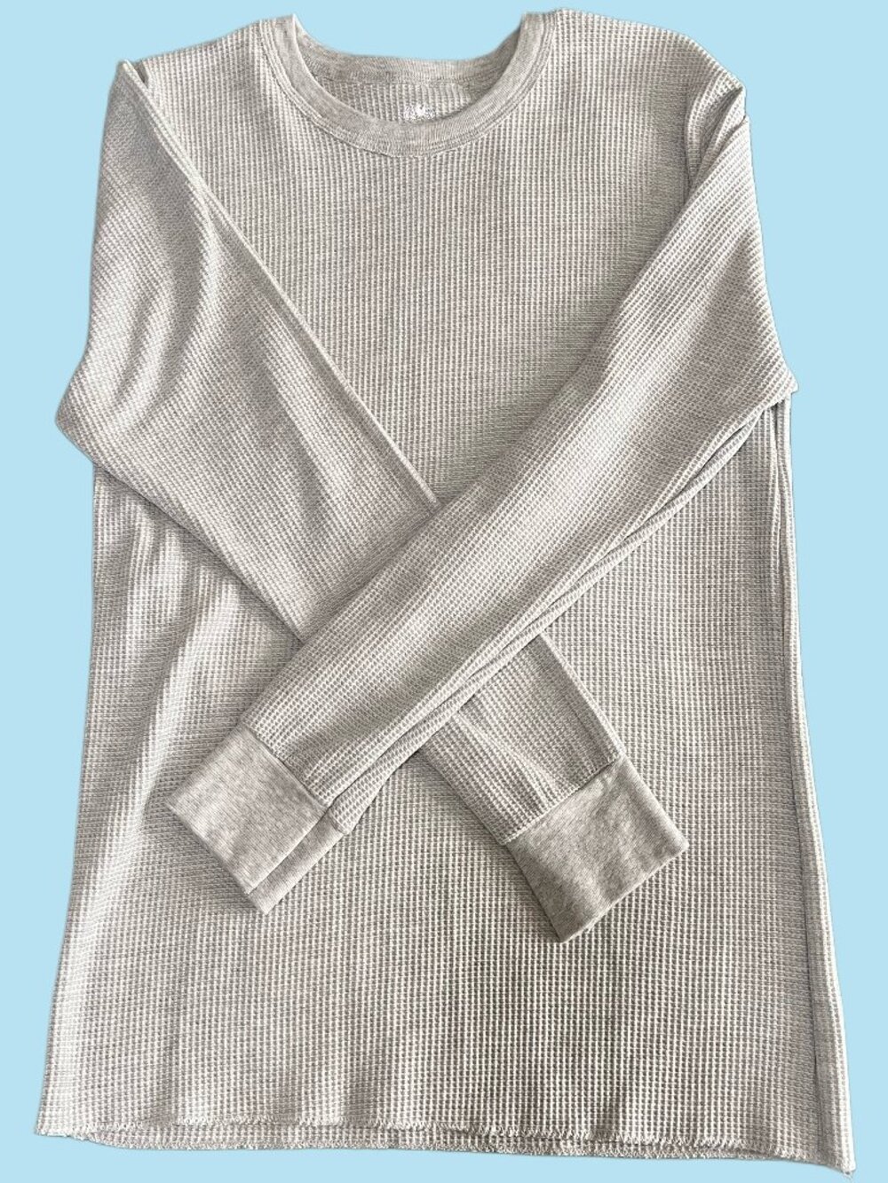 Fruit of the Loom XL Waffle Knit Thermal Long Sleeve Shirt Beige Neutral Basic